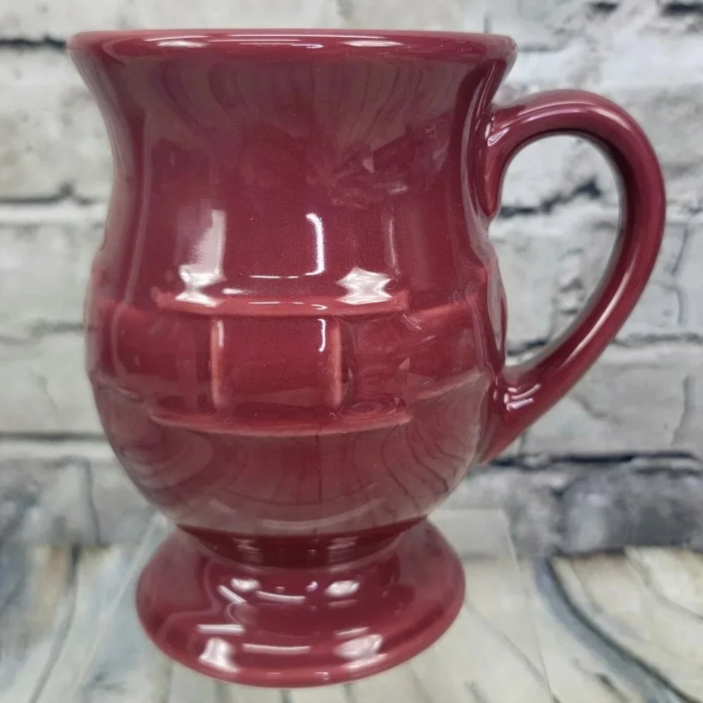 Longaberger Red Paprika Footed Mug Woven Traditions Cappuccino Latte Coffee Cup‎